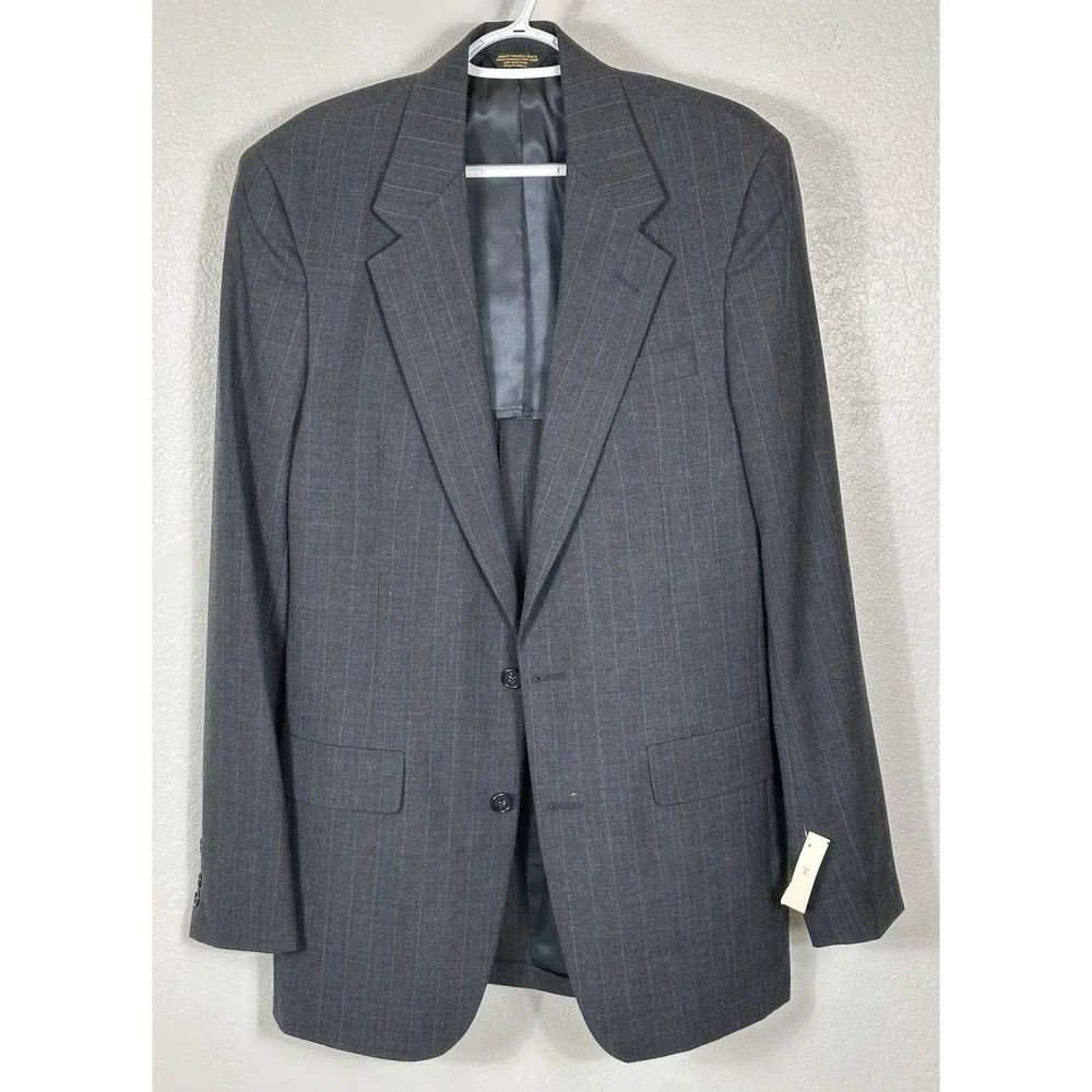 VINTAGE John Weitz Men's Blazer Jacket 38XL 100% Wool NWT Dark Charcoal US Made